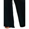 thumbnail image 3 of Keeccty Women Casual Drawstring Slacks Cotton Linen Baggy Straight Shirring Pants, 3 of 4