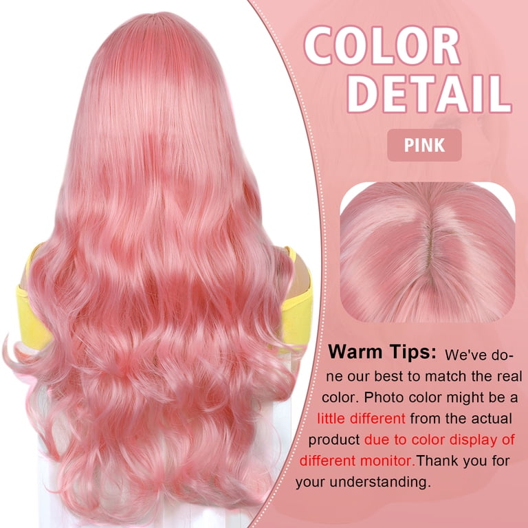Creamily Pink Curly Wig with Bangs, 24 display picture 1