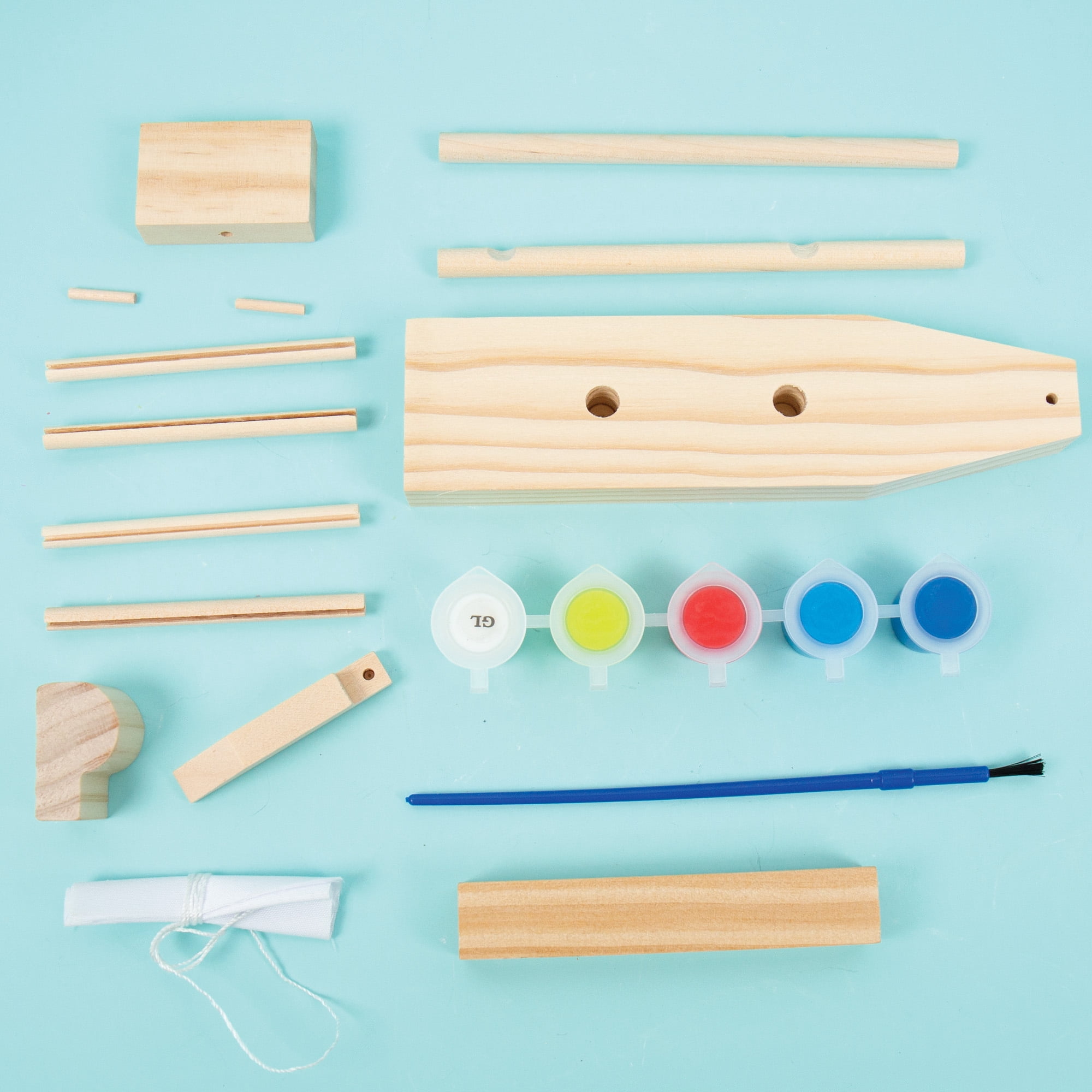 (2 pack) Hello Hobby Build Your Own Wooden Pirate Ship Art & Craft Kit, 22 Pieces, Ages 6+