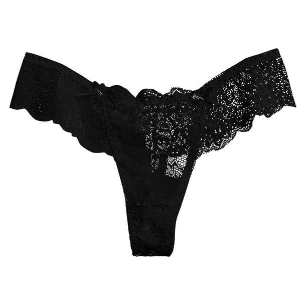 TOWED22 Women's Thongs Underwear Womens Thong Lace Panties Breathable Quick  Dry Thong Panties(Black,XL) 