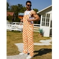 thumbnail image 6 of Overalls for Men Checkered Jumpsuits Stretchy Rompers Work Bibs Coveralls(Orange and White Checkered,L), 6 of 11