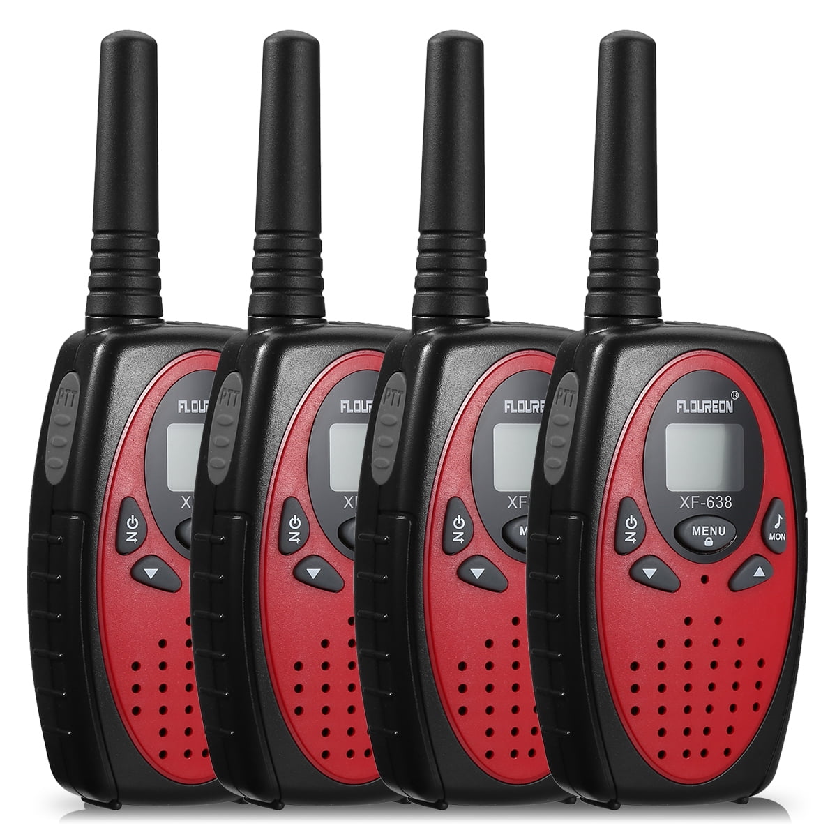 Walkie Talkie,4 Pack FLOUREON 22 Channel FRS/GMRS 462467MHZ 2Way Radio 3KM Interphone Red