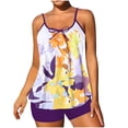 thumbnail image 1 of Plus Size Tankini Set for Women, Two Piece Printed Swimsuits V-Neck with Removable Pads, Summer Beach Bathing Suits Tummy Control Swimwear, 1 of 6