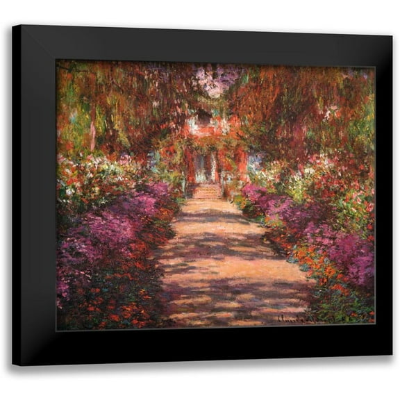 Monet, Claude 14x12 Black Modern Framed Museum Art Print Titled - A Lane In Monets Garden Giverny II
