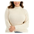 thumbnail image 3 of STYLE & COMPANY Womens Beige Knit Ribbed Textured Funnel Neck Long Sleeve Sweater Plus 2X, 3 of 4
