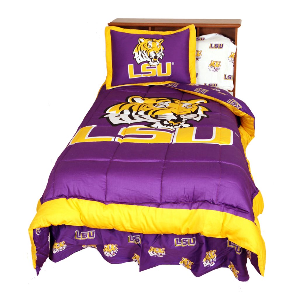 LSU Tigers 2 Pc Comforter Set, 1 Comforter, 1 Sham, Twin