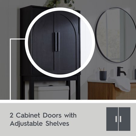 BETTER HOMES & GARDENS JULIET OVER-THE-TOILET SPACE SAVER CABINET, 2 ADJUSTABLE SHELVES, BLACK