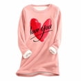 thumbnail image 2 of Jinhomg Heart Print Sweatshirt for Women Fall Winter Warm Cozy Sherpa Fleece Lined Tunic Tops Plus Size Casual Long Sleeve Round Neck Pullovers Pink XXL, 2 of 3