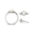 thumbnail image 3 of Freshwater Cultured 6mm Button Pearl Ring in Sterling Silver with Accent Diamonds for Women, 3 of 5