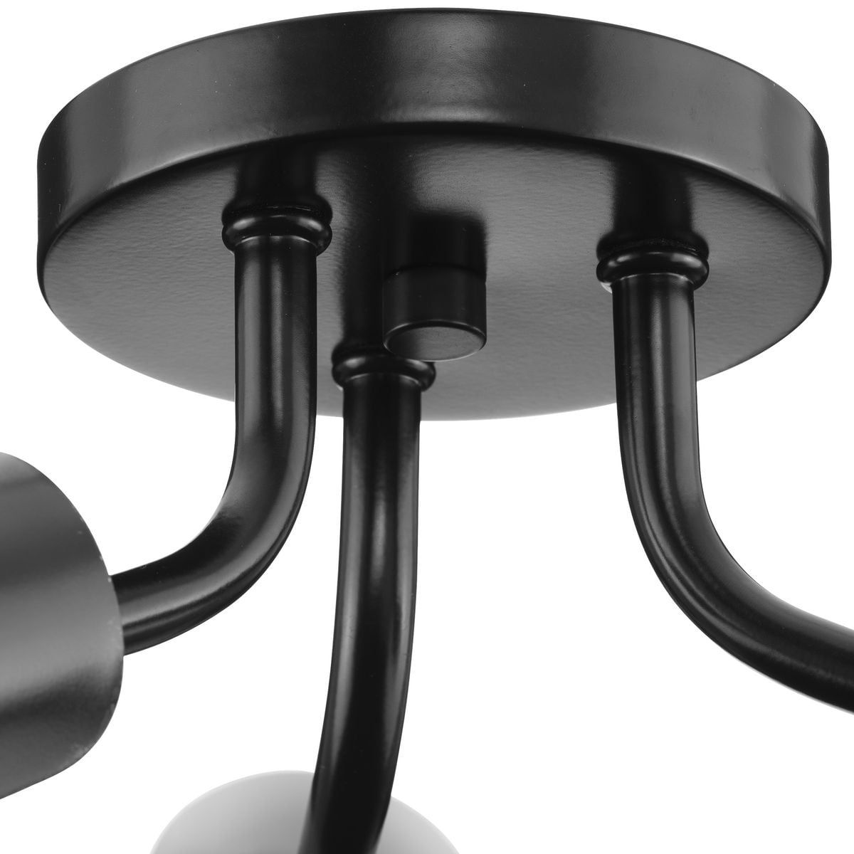Progress Lighting Cornett 3-Light Close-to-Ceiling Fixture, Matte Black, Metal Reflector Shades