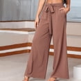 thumbnail image 3 of Charmgo Palazzo Pants for Women, Womens Casual Loose High Waisted Pants Casual Loose Spring Summer Solid Trousers with Pocket Wide Leg Flowy Pants for Women Coffee XXXL, 3 of 3