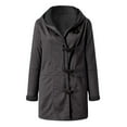 thumbnail image 4 of Women's Coat Reversible Sherpa Fuzzy Winter Puffer Jacket Dark Gray, M, 4 of 5