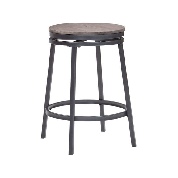 American Woodcrafters Chesson Gray Metal and Wood Backless Counter Stool