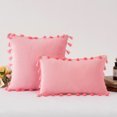 thumbnail image 1 of Sumhomie Housse de Coussin en Velours Uni à Pompons 17 Pouces x 17 Pouces, 1 of 1