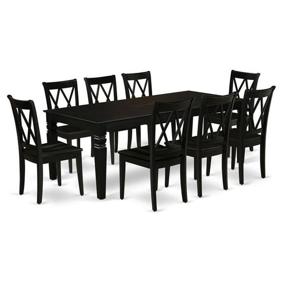 Pemberly Row 9-piece Wood Dining Table Set in Black