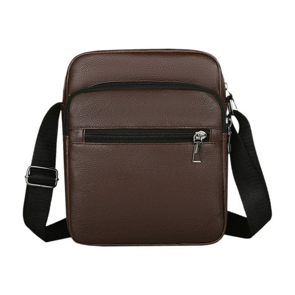 Nkmbld Leather Bag for Men, Shoulder Bag Casual Business Messenger Bag Small Crossbody Backpack with Adjustable Strap, Brown