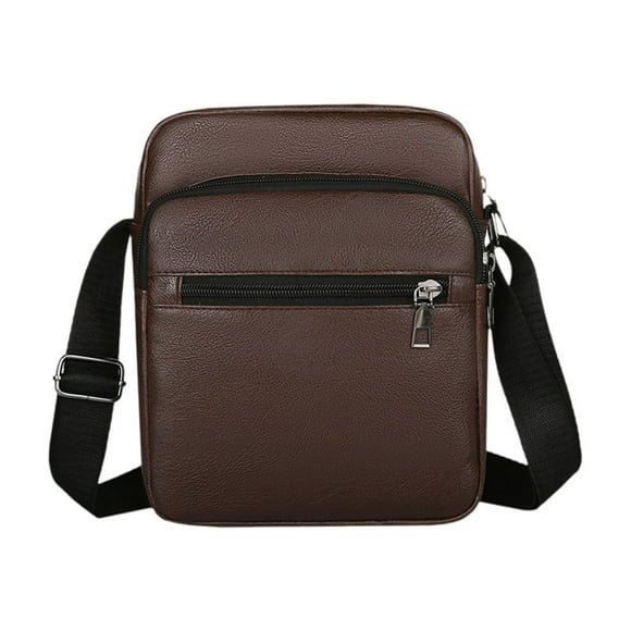 Mens Artificial Leather Bag Shoulder Bag Casual Business Messenger Bag Small Crossbody Backpack