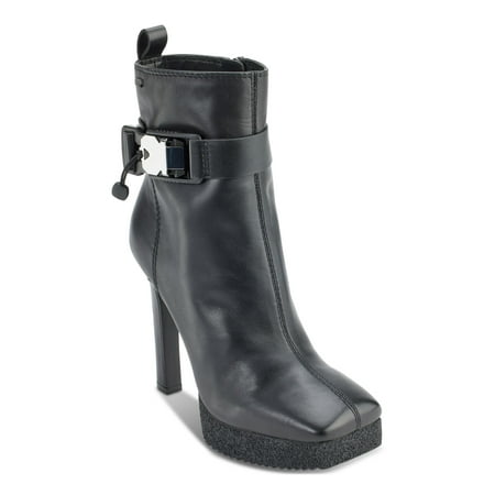 

DKNY Womens Black 1 Platform Pull Tab Buckle Accent Zana Square Toe Block Heel Zip-Up Dress Booties 6.5 M