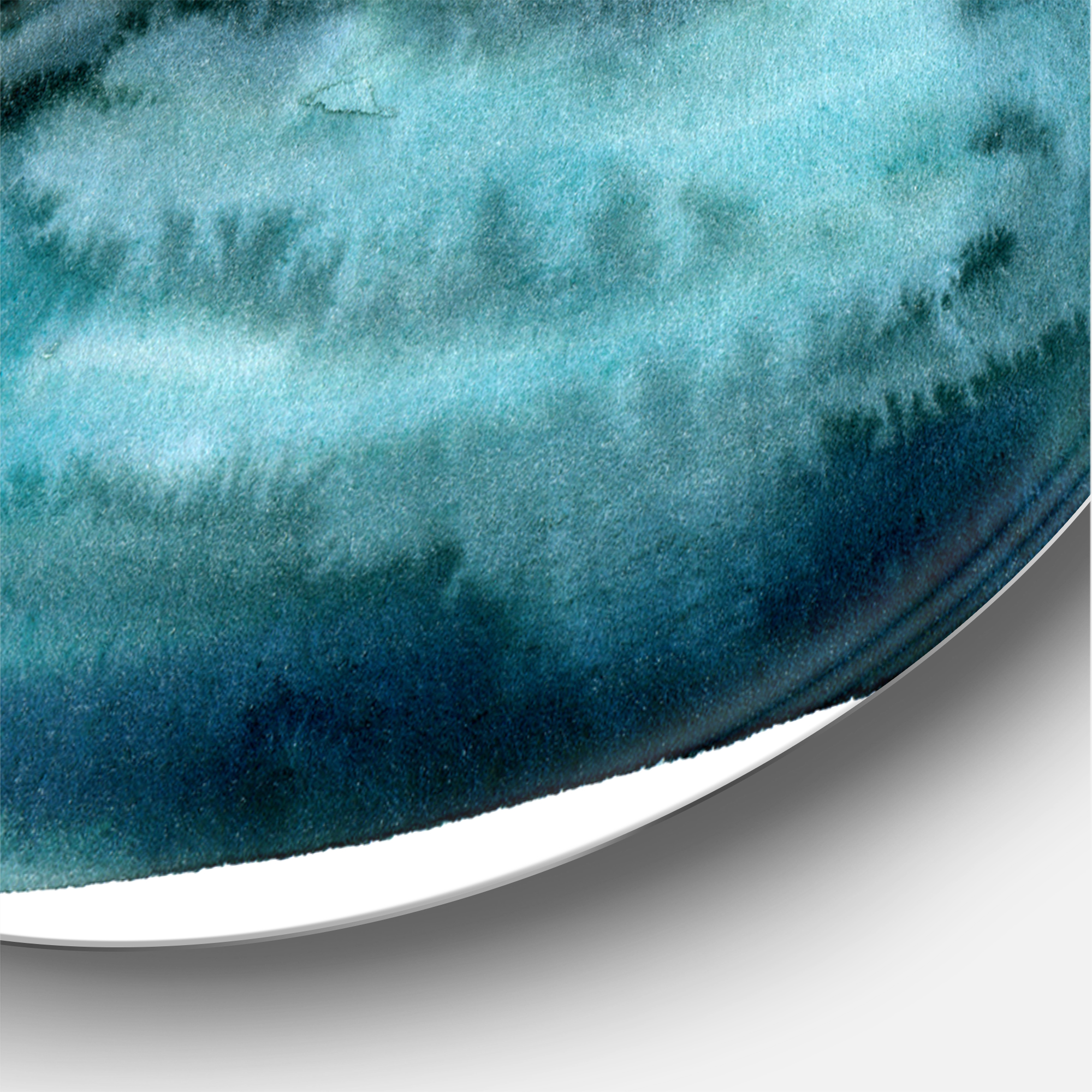 Designart 'Abstract Blue Ocean Aquatic Impression II' Modern Circle Metal Wall Art 36x36 - Disc of 36