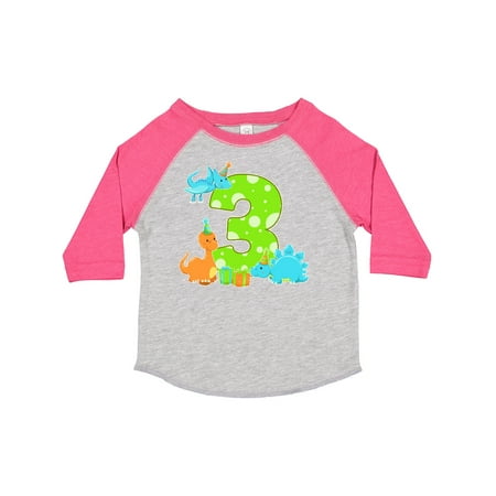 

Inktastic Dinosaur Party-Third Birthday Gift Toddler Boy or Toddler Girl T-Shirt
