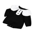 thumbnail image 2 of Autumn Baby Girls Cute Rompers Ruffles Collar Long Sleeve Solid Color Button Jumpsuits Clothes Black 6-12 Months, 2 of 7