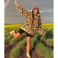 thumbnail image 4 of Sudadera de Otoño para Mujer, de Felpa Suave con Estampado Floral, con Cremallera y Capucha Amarillo S, 4 of 10