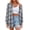 Sky Blue, variant on HOWPAY Plaid Shirts for Women Button down Long Sleeve Collared Classic Casual Tops Stretch Loose Fit Oversized Comfy Fall Clothes Sky Blue L
