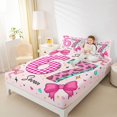 thumbnail image 2 of Manfei Cartoon Cute Bowknot Fitted Sheet Full,Pink Leopard Print Bed Set,3 Pieces,1 Fitted Sheet and 2 Pillowcases, 2 of 6