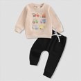 thumbnail image 2 of NOLDARES Toddler Infant Baby Boy 2 Piece Long Sleeve Sweatshirt Tops and Pants Set Cute Print Fall Winter Clothes Outfits Clothing(Light Yellow,2-3 Y), 2 of 7