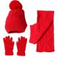 thumbnail image 1 of Conjunto de guantes y gorro de invierno, bufanda de cuello largo, gorro de invierno para el frío, gorro informal para adultos, gorro, calentador de , Rojo, 1 of 6