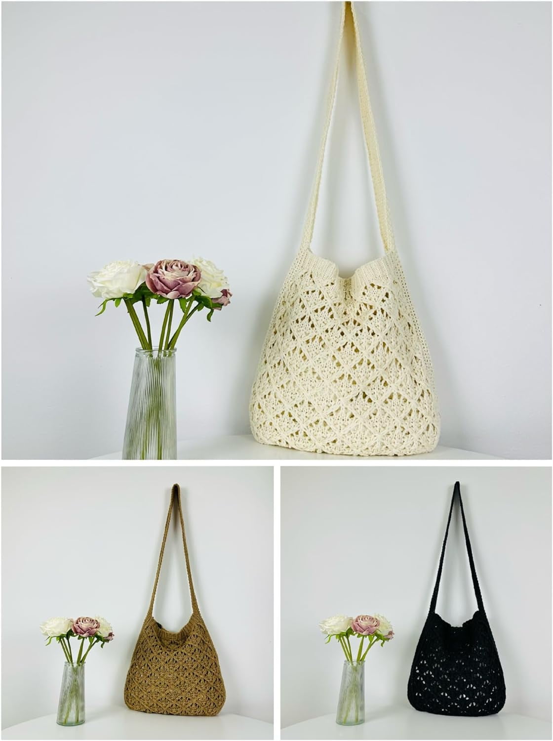 Kukuzhu Crochet Bag Crochet Tote Bag Indie Hobo Bag Cottagecore Aesthetic Tote Bag Crochet Crossbody Bag