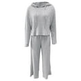 thumbnail image 6 of Soyumi Women'S Tracksuit Sets 2025 | 2 Piece Lounge Set Casual Winter V Neck Sweatshirt & Wide Leg Pants Loose Outfits for Fall Fashion, Gray, 6 of 6
