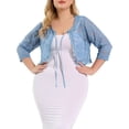 thumbnail image 5 of Agnes Orinda Women's Plus Size Elegant Floral Lace Hollow Out Tie Crop Shrug Cardigan, 5 of 6