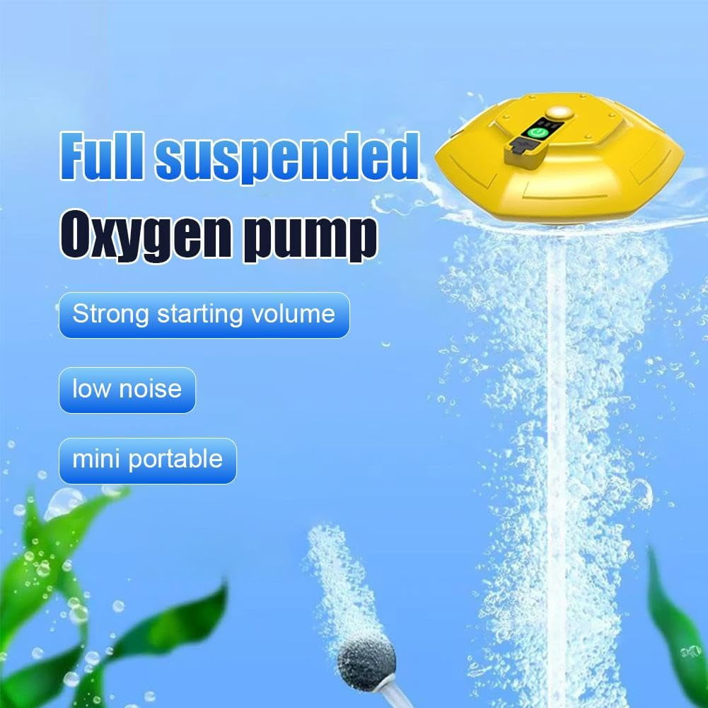 Floating Live Bait Aerator for Bait Bucket,IPX7 Waterproof Ultra-Quiet Floating Bubbler,3000MAH Rechargeable Charging Portable Oxygen Pump,for Kayak,Shore and Boat Fishing,Fish Tank,Pond and Aquarium