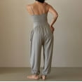 thumbnail image 4 of Women's Ribbed Tube Backless Spaghetti Straps Jumpsuit - Wide Leg Yoga Romper with Side Pockets, Casual Sexy Style, 4 of 4
