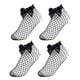 thumbnail image 1 of 2 pares de calcetines tobilleros de rejilla para mujer calcetines de malla transparente con lazo (negro), 1 of 5