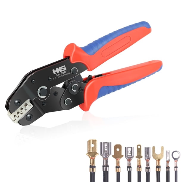 Herramienta prensadora HKS SN-58B sin aislamiento, 0,25 a 1,5 mm², 24 — 16 AWG