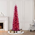 thumbnail image 3 of Puleo International  6 ft Pre-Lit Red Tinself Artificial Tree 250 Tips 100 Clear Lights, 3 of 5