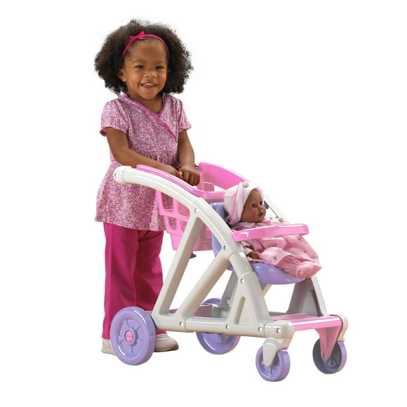 American Plastic Toys Shop with Me Stroller for Toddlers & Kids Ages 2 and Up | 2-in-1 Stroller and Shopping Cart | Made in USA from Safe Plastics | Learn Imaginative Ro