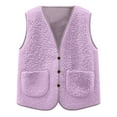 thumbnail image 5 of aohooy Vest Toddler Girl Button Vneck Faux Shearling Sherpa Vests Winter Fleece Sleeveless Teddy Coat Gilet with Pockets Purple,5 Years, 5 of 6