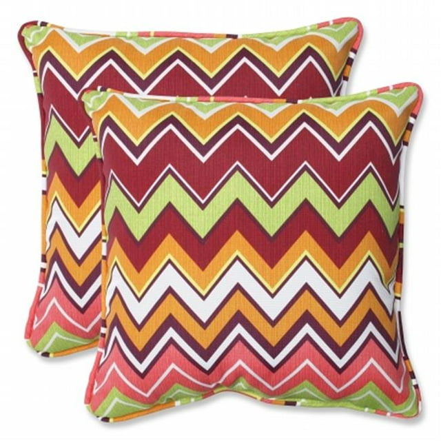 Pillow Perfect 543062 Zig Zag Raspberry 18.5-inch Throw Pillow (Set of 2)