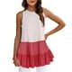 thumbnail image 1 of Playeras,Blusas y Tops,Ropa para Mujer Recortada camisetas sin mangas para las mujeres Mujeres Verano Casual Tank O cuello Sleeveless Top Long Ruffle Tank Top Long Top (Red, XXL), 1 of 5