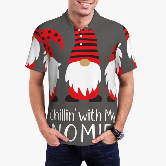 Fotbe Chillin with My Gonme Camiseta Polo de Golf para Hombre con Estampado – Camisa Deportiva Transpirable con Cuello Abotonado-Medium
