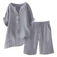 thumbnail image 4 of Conjunto de 2 piezas para mujer: blusa de pierna ancha y pantalones elásticos, cuello en V, ropa informal para el día a día, para todas las estaciones, tallas S/XXXXXL, 4 of 7