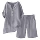 thumbnail image 4 of Conjunto de 2 piezas para mujer: blusa de pierna ancha y pantalones elásticos, cuello en V, ropa informal para el día a día, para todas las estaciones, tallas S/XXXXXL, 4 of 7