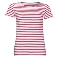 thumbnail image 1 of SOLS - Camiseta de manga corta con estampado de rayas modelo Miles para mujer (Blanco/Rojo), 1 of 3