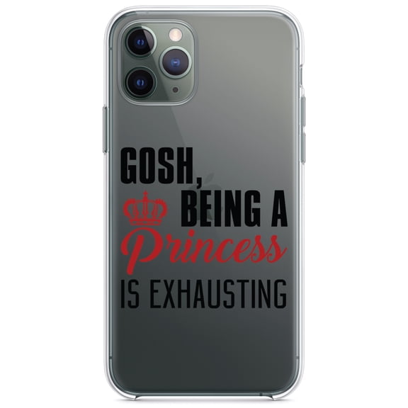 DistinctInk Clear Shockproof Hybrid Case for iPhone 13 Pro MAX (6.7" Screen) - TPU Bumper Acrylic Back Tempered Glass Screen Protector - Gosh Being a Princess is Exhausting