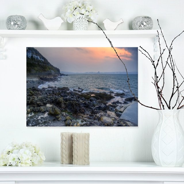 Lever de Soleil sur Mer Rocheux Foncé - Art sur Toile Extra Grand