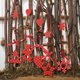 thumbnail image 4 of 5 piezas Navidad nuevo estilo punto rojo colgante de madera cinco estrellas árbol de Navidad colgante creativo Bowknot amor colgante, 4 of 5