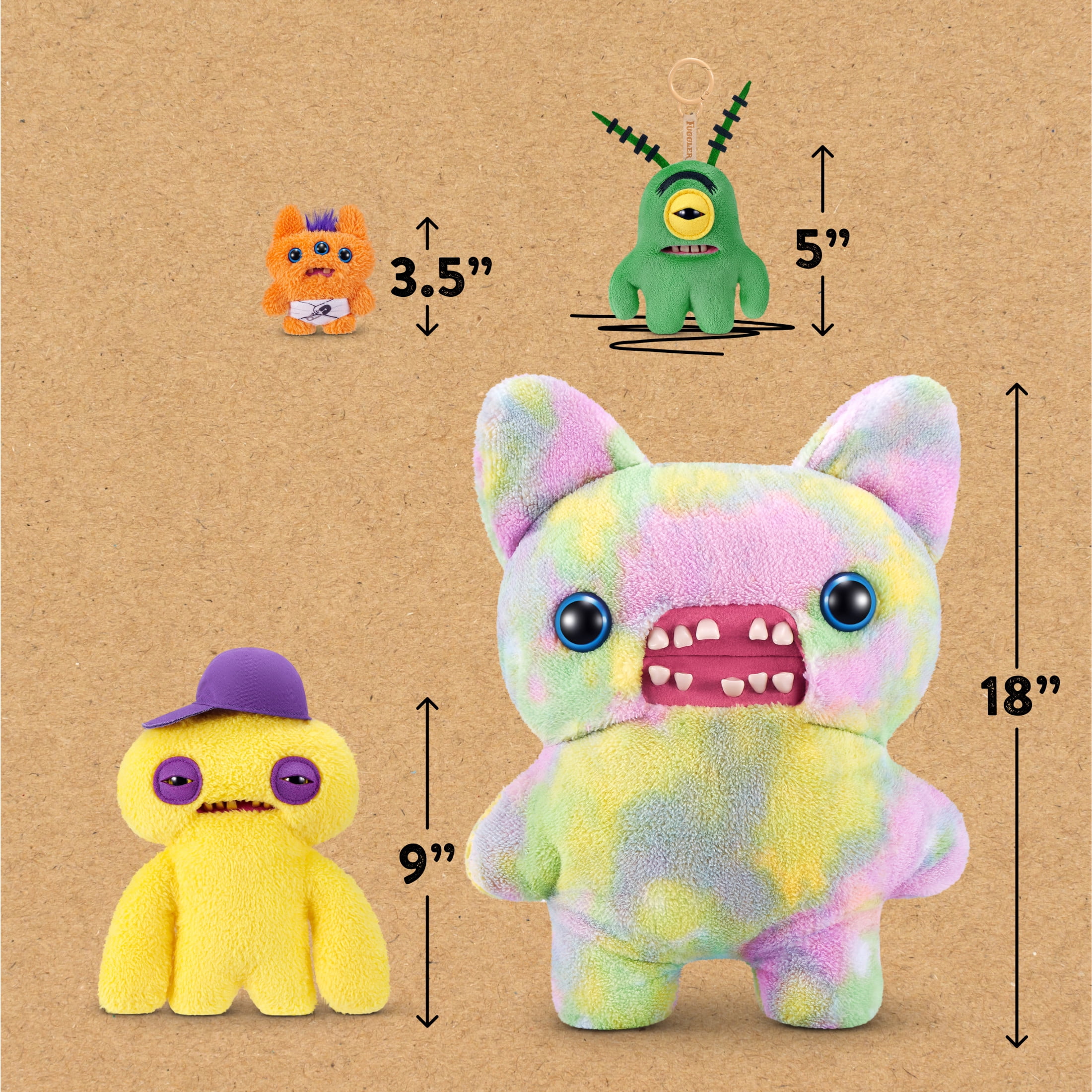 Fuggler SpongeBob Key Rings 5 inch (Sheldon Plankton), Funny Ugly Monster Plush Keychain by ZURU
